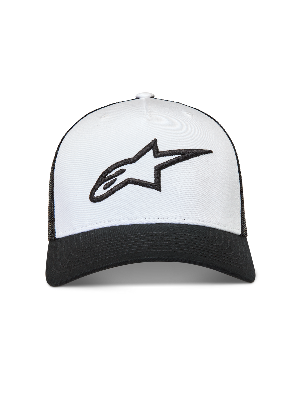 Alpinestars Ageless Snapback Hat, Sportswear Cap, White and Black, 3D Embroidered Logo, Mesh Back, Curved Bill