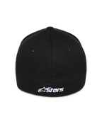 Alpinestars Ageless Multi Hat, svart baseballkeps, vy bakifrån med vit broderad Astars-logotyp, flex back-design, vardaglig sportstil