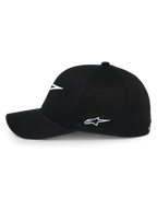 Alpinestars Ageless Multi Keps, svart baseballkeps, profilvy med vit broderad Astars-logotyp, böjd skärm och strukturerad krona, casual sportswear