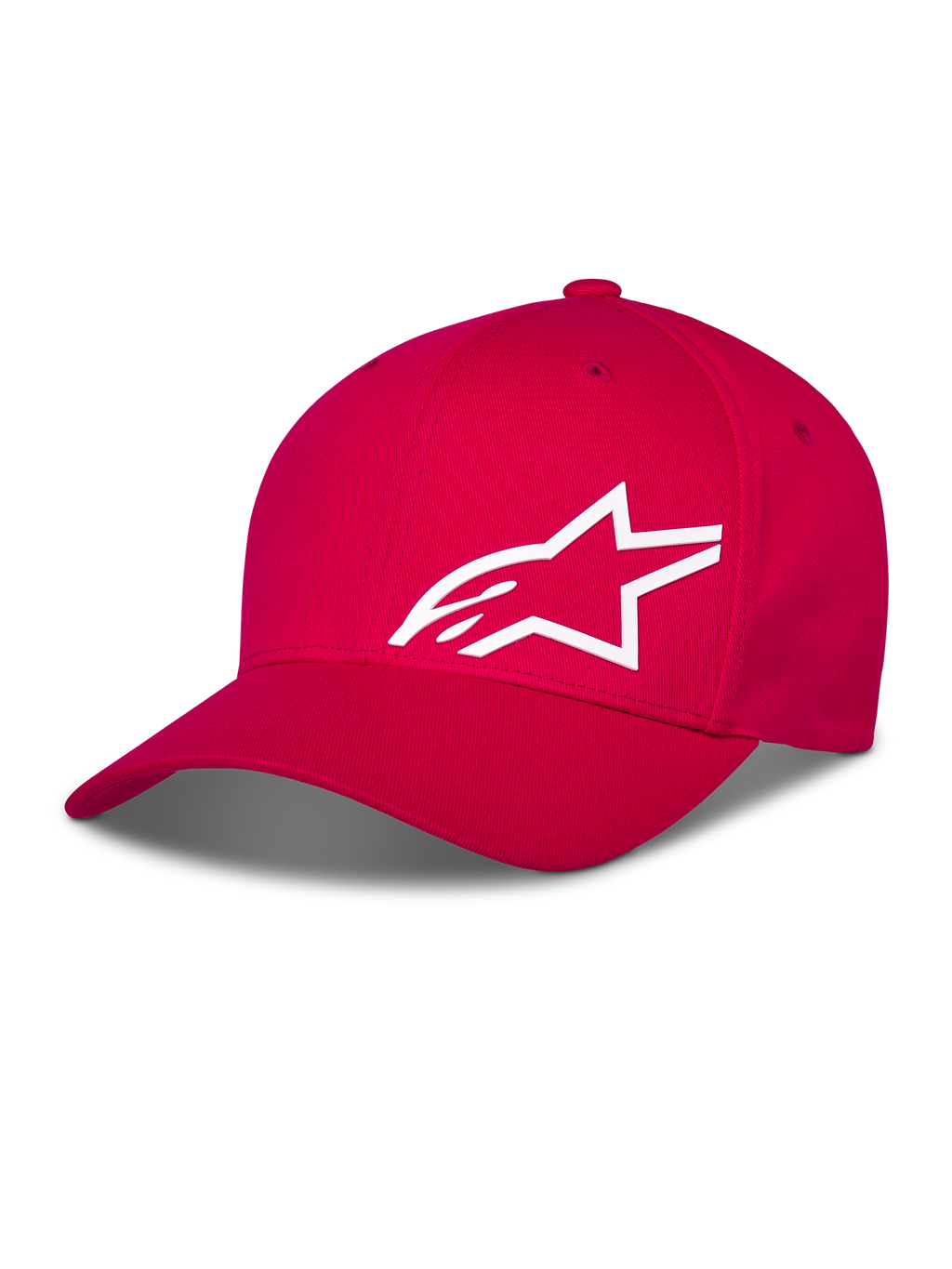 Alpinestars Corp Shift Multi Keps, röd baseballkeps, vit 3D-tryckt Astars-logotyp framtill, böjd skärm med strukturerad krona, avslappnade motorsportkläder