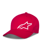 Alpinestars Corp Shift Multi Keps, röd baseballkeps, vit 3D-tryckt Astars-logotyp framtill, böjd skärm med strukturerad krona, avslappnade motorsportkläder