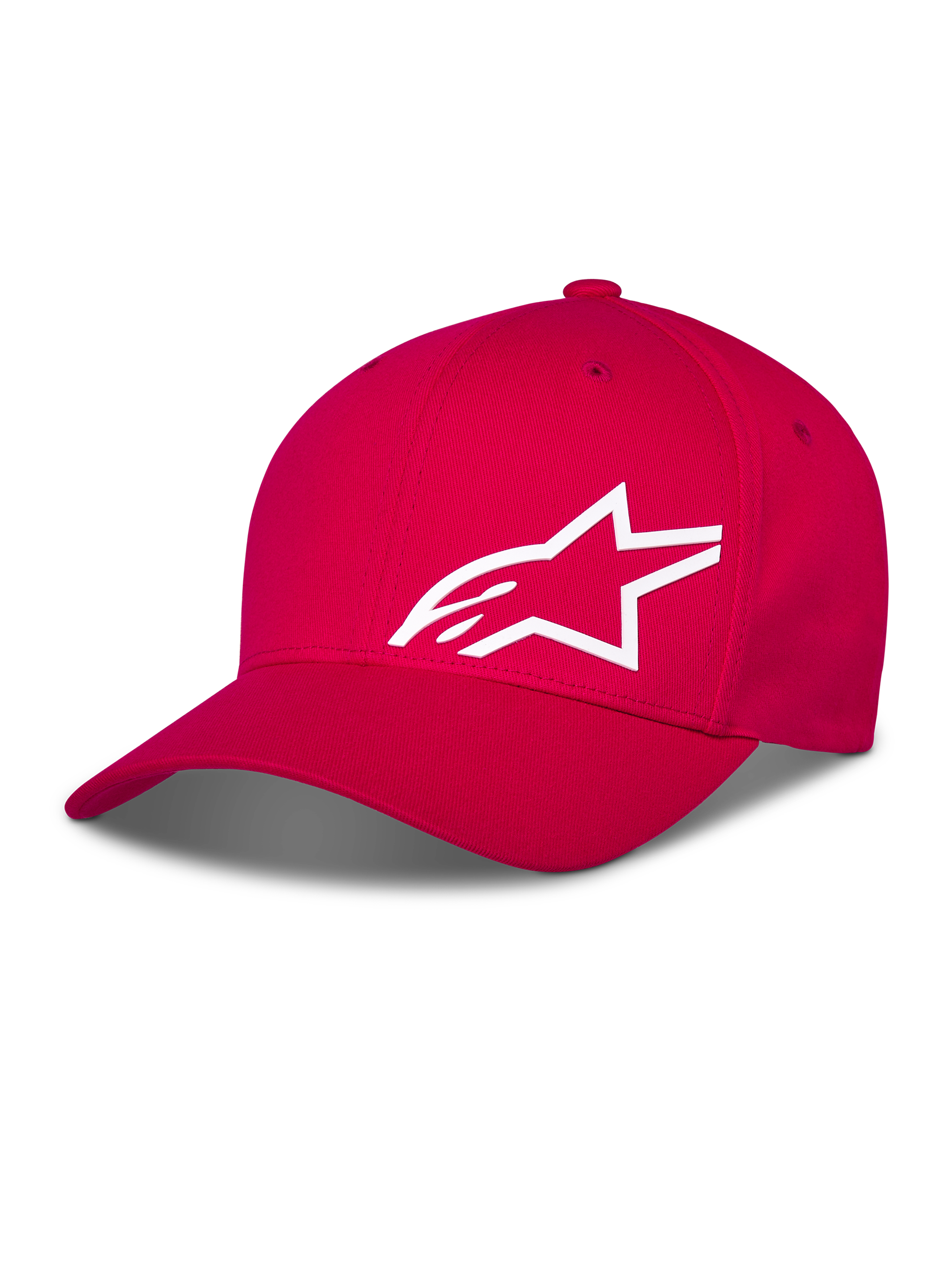 Alpinestars Corp Shift Multi Keps, röd baseballkeps, vit 3D-tryckt Astars-logotyp framtill, böjd skärm med strukturerad krona, avslappnade motorsportkläder