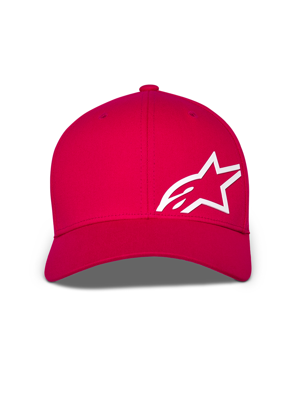 Alpinestars Corp Shift Multi Keps, röd baseballkeps med en stor vit 3D Astars-logotyp framtill, böjd skärm och strukturerad krona, vardaglig motorsport-huvudbonad