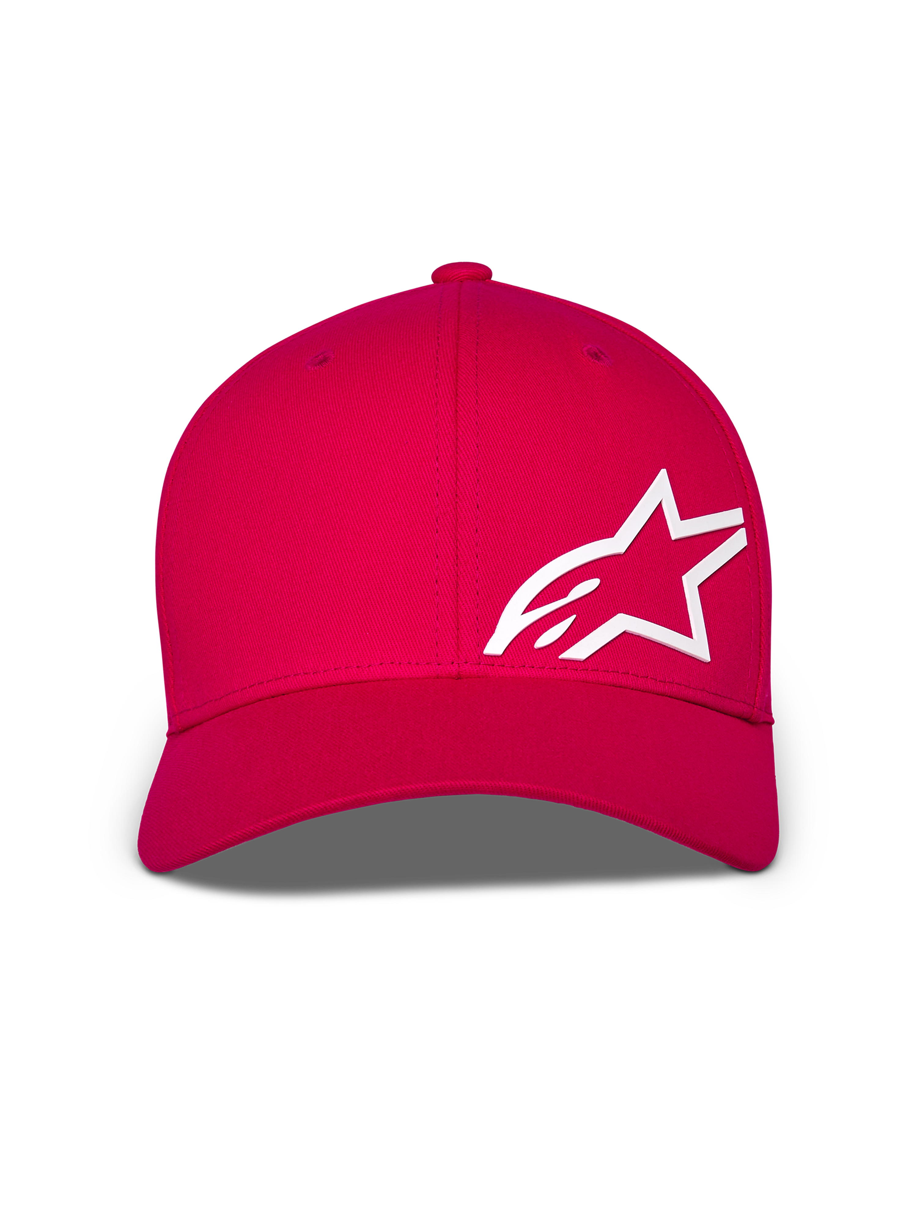 Alpinestars Corp Shift Multi Keps, röd baseballkeps med en stor vit 3D Astars-logotyp framtill, böjd skärm och strukturerad krona, vardaglig motorsport-huvudbonad