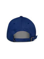 Alpinestars Deduce Strapback-keps, blå, baksida med justerbar rem och metallspänne, liten svart etikett med Astars-logotyp, vardaglig konstruktion i bomullstwill