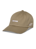 Alpinestars Deduce Strapback Hat, Khaki Baseball Cap, White ASTARS embroidery on front and side star logo, Curved Bill, Cotton Twill, Casual Sportswear