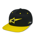Alpinestars Thickness Snapback Hat, Black and Hi-Vis Yellow Snapback Cap, Structured Crown with 3D Embroidered Astars Logo, Flat Yellow Brim, Yellow Eyelets, Casual Motorsport Headwear