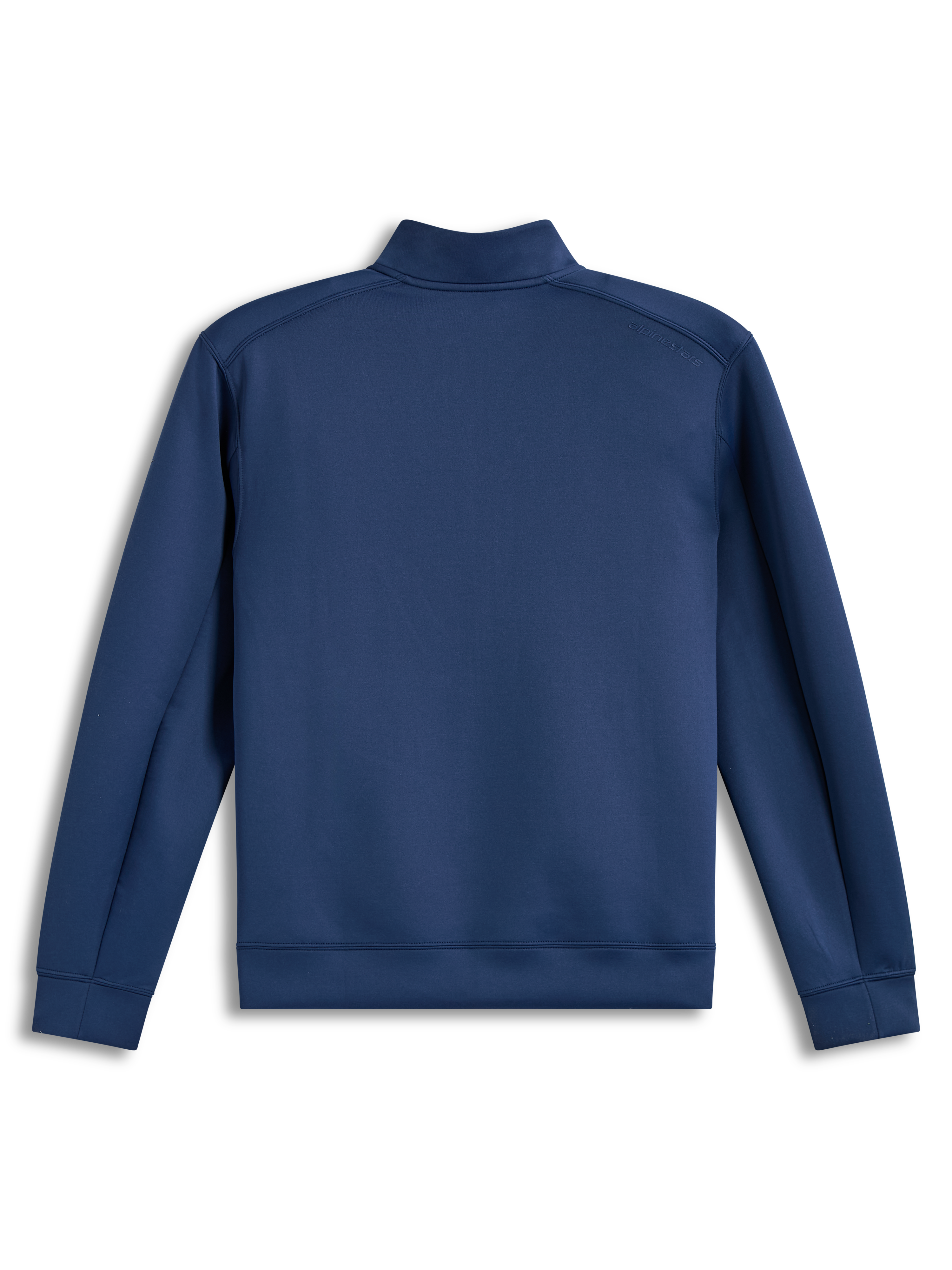 Alpinestars Apera Half-Zip sweatshirt, stålblå fleece-tröja i sportmodell med tonal logotyp på axeln, sedd bakifrån.