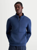 Alpinestars Apera Half-Zip sweatshirt, stålblå herrtröja i tri-blend fleece med halvdragkedja och känguruficka, tonala Alpinestars-logotyper för en förfinad sportig look