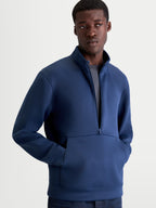 Alpinestars Apera Half-Zip sweatshirt, herrsweatshirt i stålblått, funktionell pullover med känguruficka och tonal logotyp, bekväm tri-blend fleece för vardagsbruk.