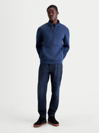 Alpinestars Apera Half-Zip sweatshirt, motorsportinspirerad sporttröja för herrar, stålblå, halv dragkedja framtill, hög krage och känguruficka, tillverkad i tri-blend fleece för en premiumkänsla.