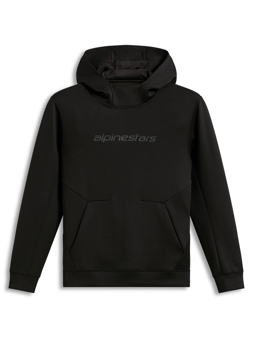 Alpinestars Datrix hoodie, svart huvtröja i fleece för sportswear, med tonal HD-logotyp och ficka med dartdetalj.