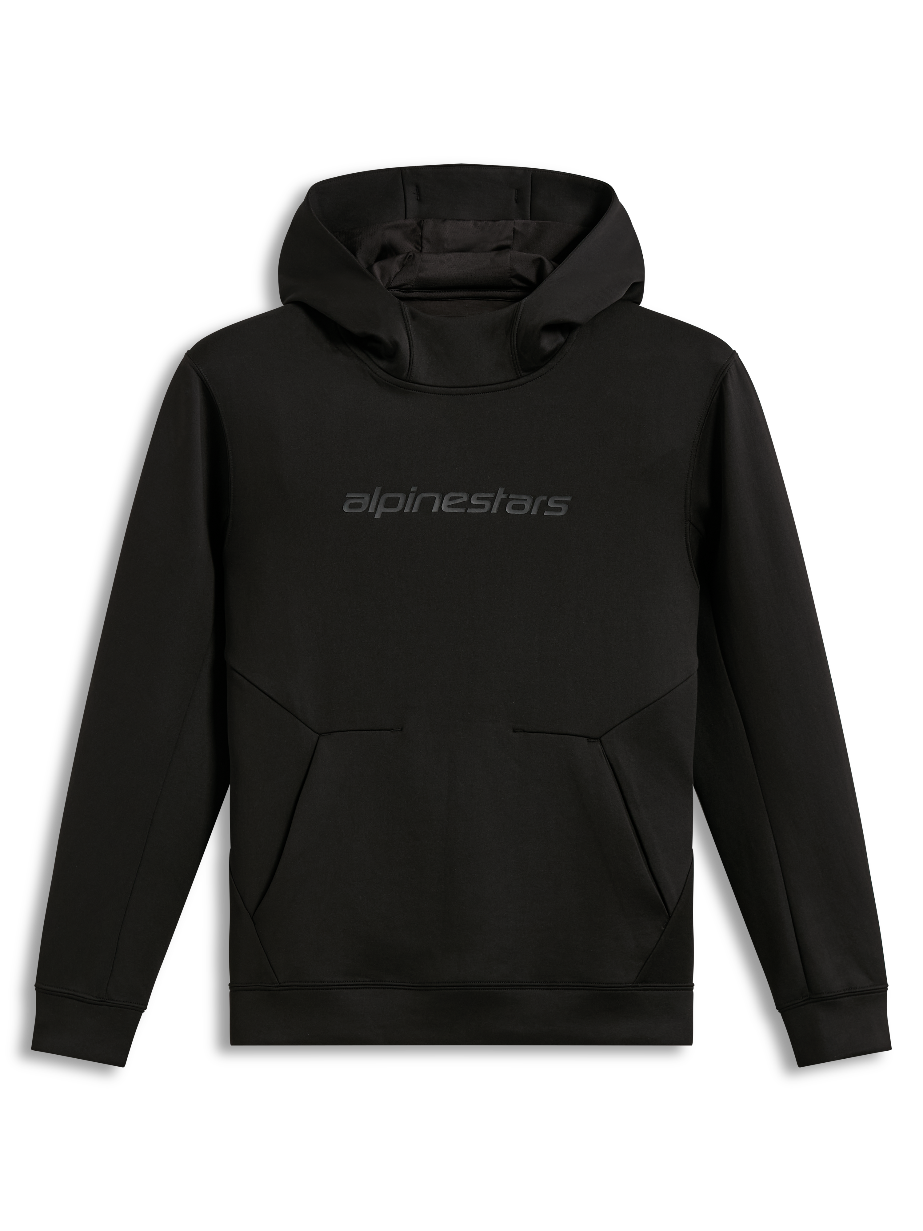 Alpinestars Datrix hoodie, svart huvtröja i fleece för sportswear, med tonal HD-logotyp och ficka med dartdetalj.