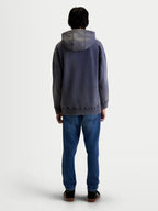 Alpinestars Infinite Washed Oversized Hoodie, Sportswear Pullover for Everyday Comfort, Men's, Washed Navy Blue, Cotton and Recycled Polyester, back view showing relaxed oversized fit and snow-wash fleece texture.