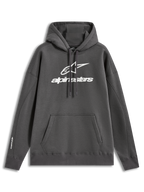 Alpinestars Prelude Oversized huvtröja, grå fleece med vit logotyp i pufftryck och känguruficka