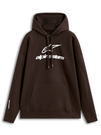 Alpinestars Prelude Oversized Hoodie, brun huvtröja i fleece med vit logotyp och känguruficka