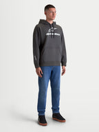 Alpinestars Prelude Oversized huvtröja, mörkgrå fleecehoodie för herrar, vit puff-printad logotyp, känguruficka, avslappnad passform, premium sportswear.