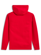 Alpinestars Race Wordmark Hoodie, röd huvtröja i fleece sedd bakifrån, för avslappnad motorsportstil och streetwear