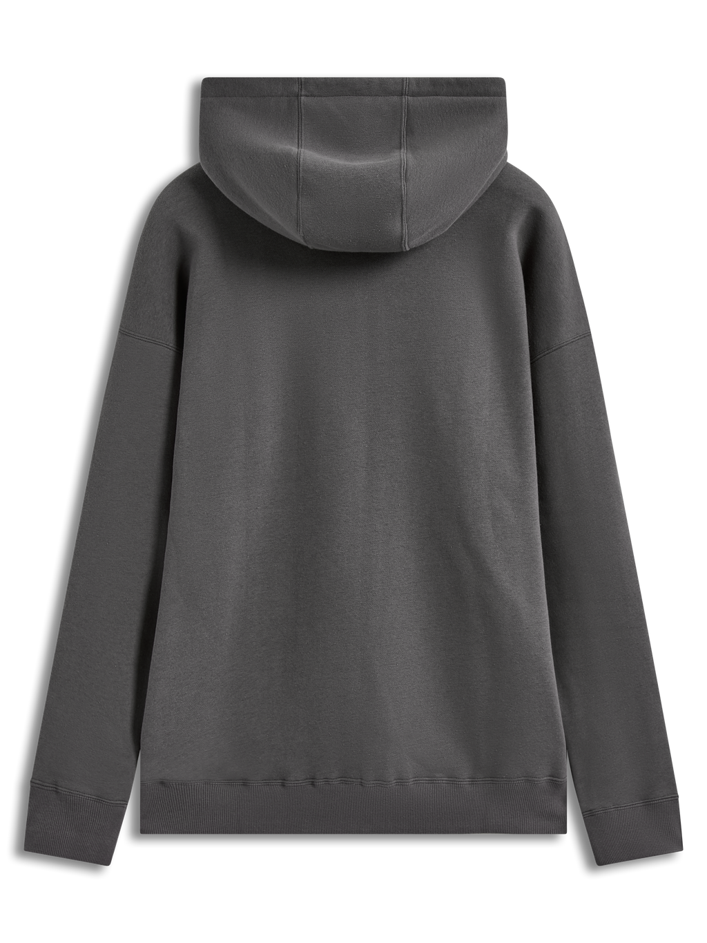 Alpinestars Entity Oversized Hoodie, mörkgrå fleecehoodie, vy bakifrån med stor huva och ribbade muddar