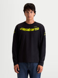 Alpinestars Velocifier CSF t-shirt, långärmad t-shirt för herr, svart med gul grafik, motorsportinspirerad tröja med kurvat Astars-tryck och logotyper på axlarna, bekväm bomullsblandning