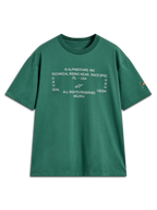 Alpinestars Infinity Oversized CSF Tee, grön kortärmad t-shirt med vit teknisk grafik på bröstet och logotyp på ärmen, oversized passform.
