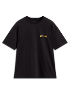 Alpinestars Latitude Oversized CSF t-shirt, svart kortärmad t-shirt med gul Astars-logotyp, rymlig passform.