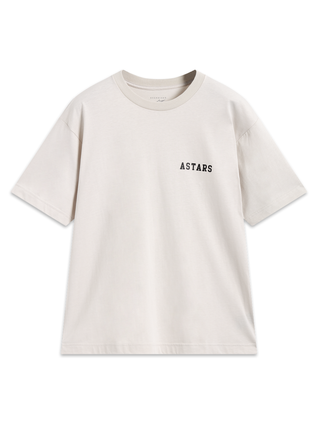 Alpinestars Latitude Oversized CSF Tee, beige kortärmad t-shirt med en svart Astars-logotyp på bröstet.