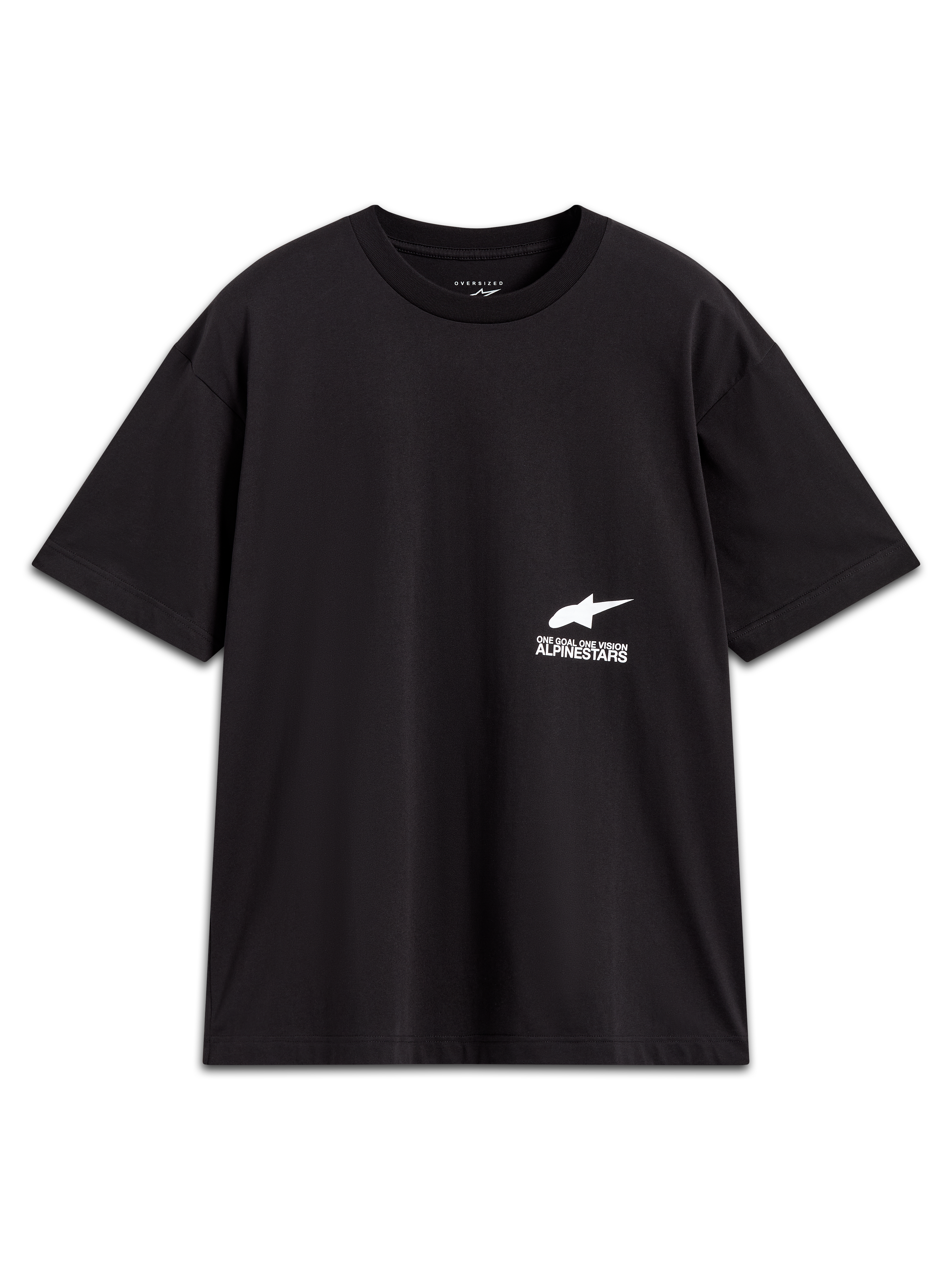 Alpinestars Institute Oversized CSF t-shirt, svart kortärmad sportswear-tröja med vit logotyp och slogan.