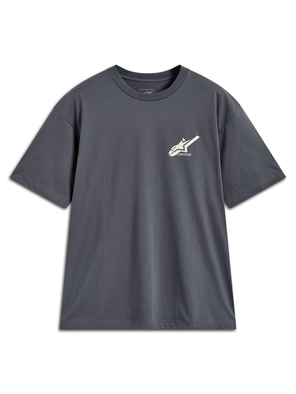 Alpinestars Ghost Oversized CSF t-shirt, mörkgrå kortärmad tröja med liten logotyp på bröstet, ledig passform