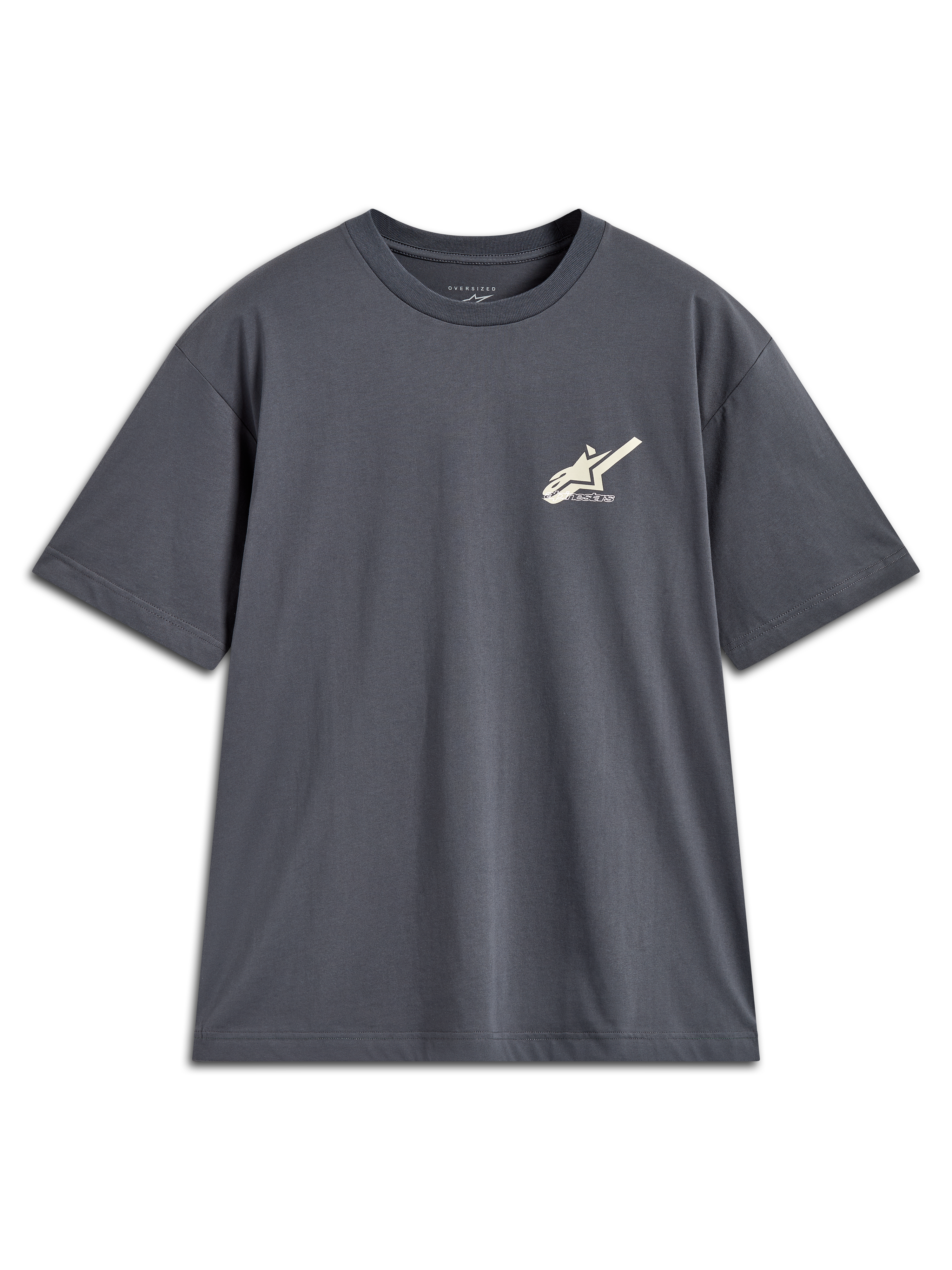 Alpinestars Ghost Oversized CSF t-shirt, mörkgrå kortärmad tröja med liten logotyp på bröstet, ledig passform