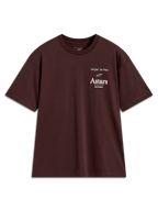 Alpinestars Post Oversized CSF t-shirt, mörkbrun kortärmad tröja med vit bröstgrafik och rymlig passform.