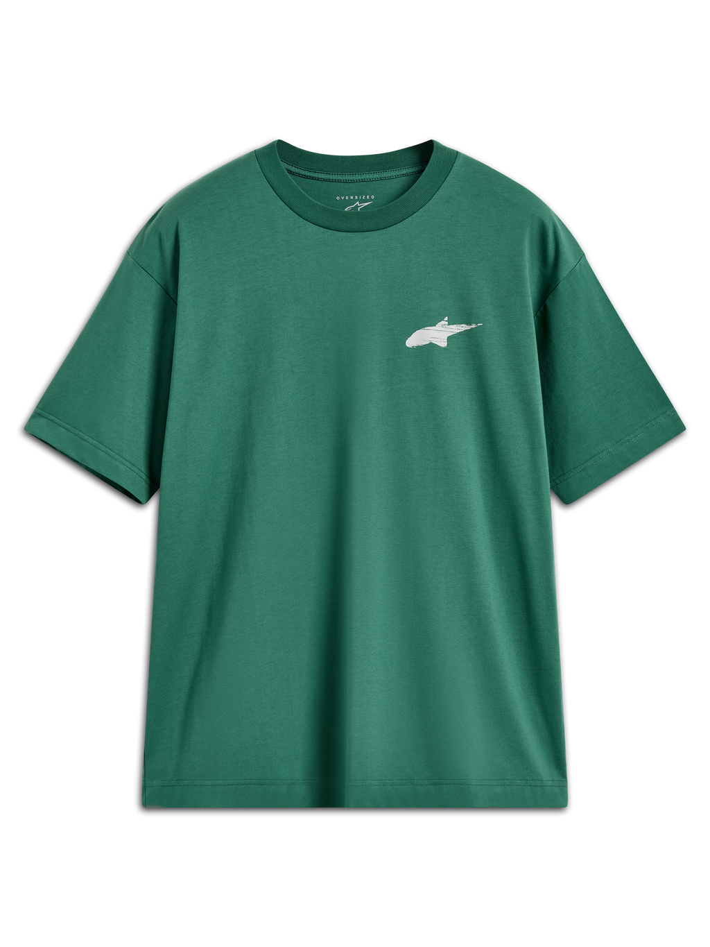 Alpinestars Checkback Oversized CSF t-shirt, kortärmad sporttröja, grön med vit Astars-logotyp, bekväm oversized passform