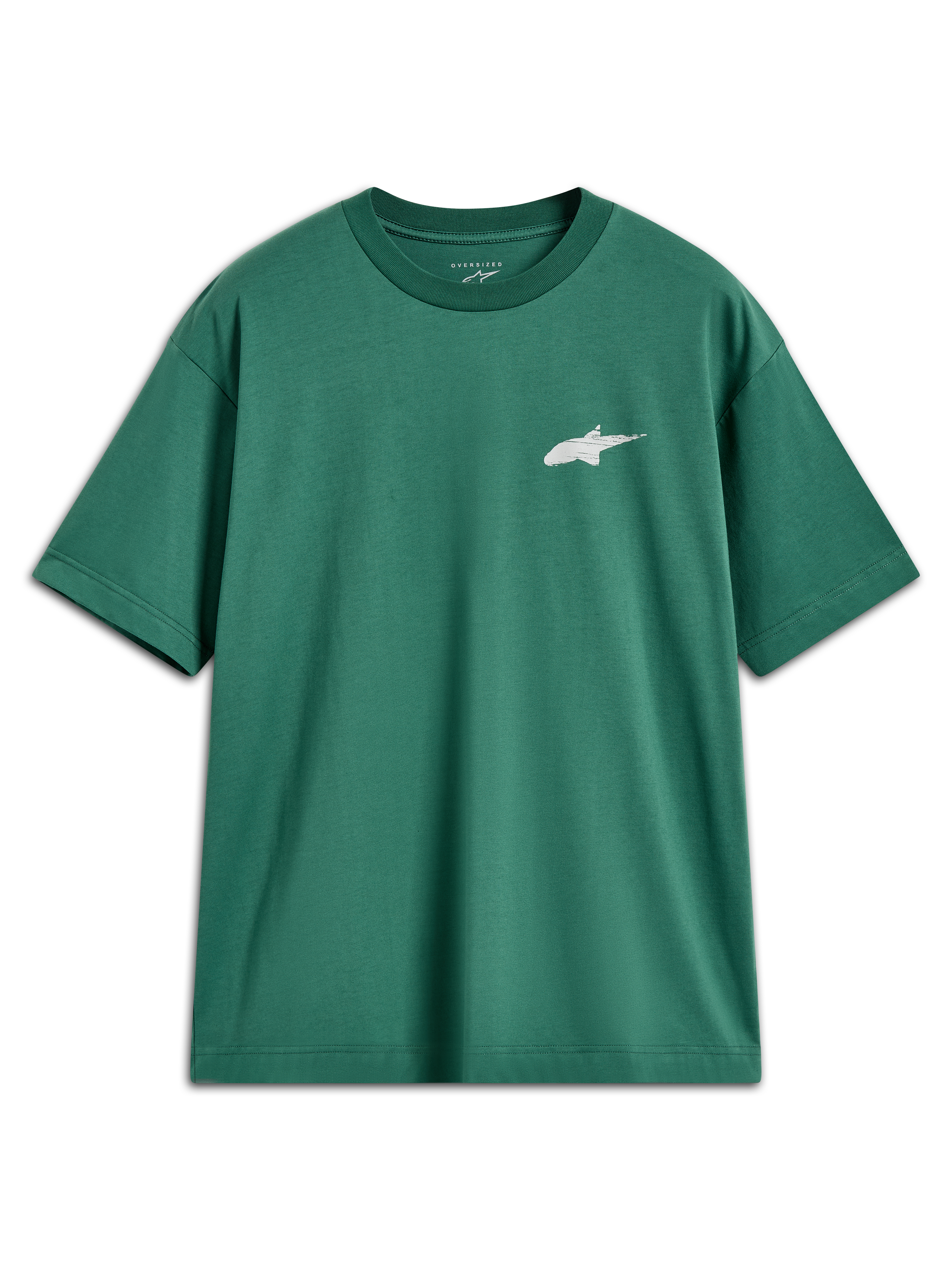 Alpinestars Checkback Oversized CSF t-shirt, kortärmad sporttröja, grön med vit Astars-logotyp, bekväm oversized passform
