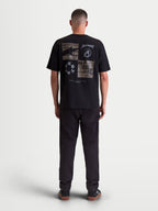 Alpinestars Checkback Oversized CSF Tee, Men's Sportswear Short Sleeve T-Shirt, Black, back view featuring a large grey checkerboard graphic with Astars logos, oversized casual fit.