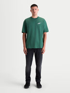 Alpinestars Checkback Oversized CSF T-shirt, grön kortärmad sportswear-T-shirt för herrar, oversized passform med liten Astars-logotyp på bröstet, bekväm motorsportstil.