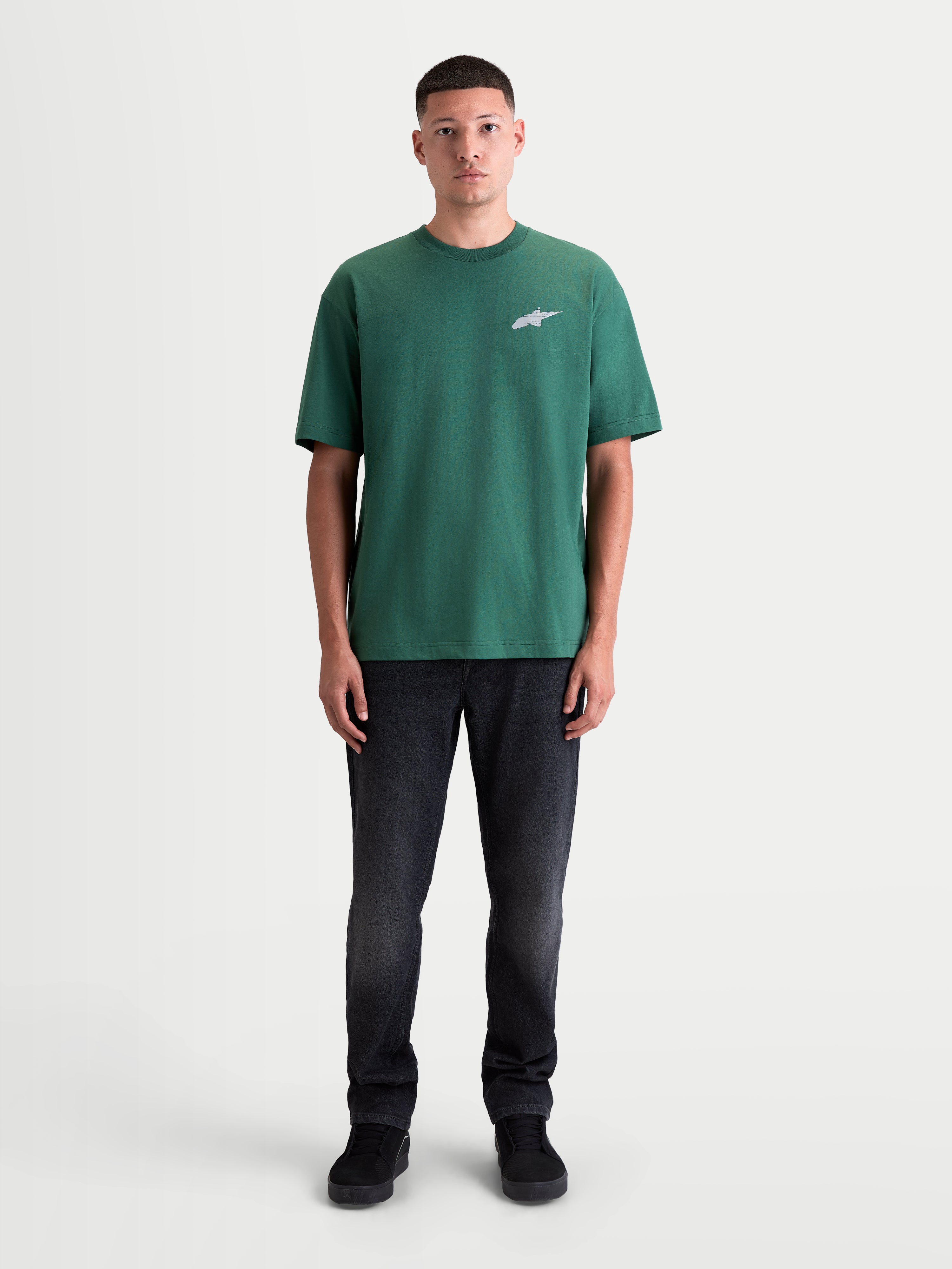 Alpinestars Checkback Oversized CSF T-shirt, grön kortärmad sportswear-T-shirt för herrar, oversized passform med liten Astars-logotyp på bröstet, bekväm motorsportstil.