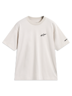 Alpinestars Mandate Oversized CSF t-shirt, kortärmad sporttröja i sandbeige med svart pufftryckt logotyp på bröstet.