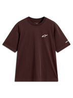 Alpinestars Mandate Oversized CSF t-shirt, brun kortärmad t-shirt med vit Astars-logotyp i pufftryck och logotyp på ärmen.