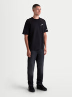Alpinestars Mandate Oversized CSF Tee, Men's Sportswear Short Sleeve T-Shirt, Black with White puff-print logo, relaxed oversized fit, casual everyday apparel.