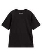Alpinestars Prelude Oversized CSF t-shirt, svart kortärmad tröja med vit logotyp på ryggen, avslappnade sportkläder.