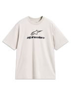 Alpinestars Prelude Oversized CSF t-shirt, beige kortärmad tröja med svarta staplade logotyper i mjuk bomullsblandning