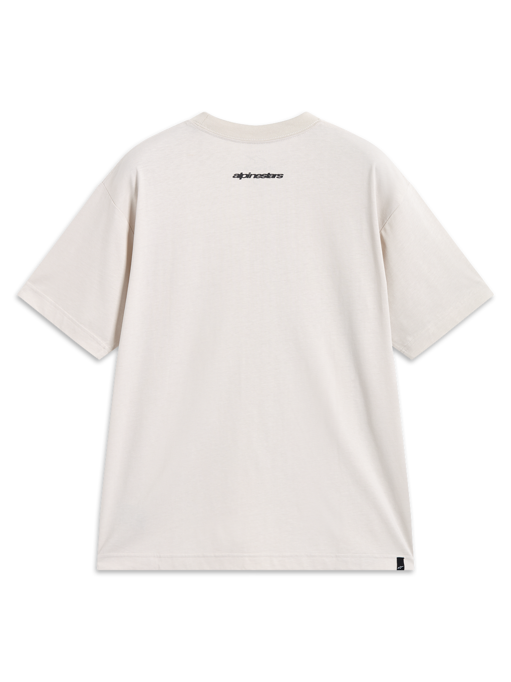 Alpinestars Prelude Oversized CSF Tee, kortärmad sandfärgad t-shirt, vy bakifrån med svart logotypgrafik i nacken