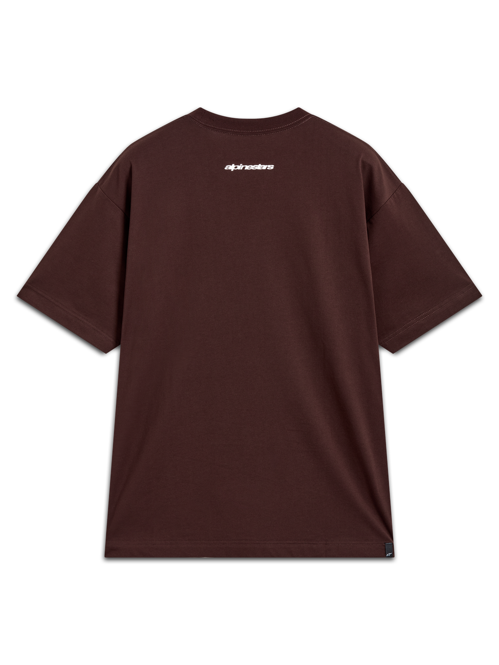 Alpinestars Prelude Oversized CSF t-shirt, brun kortärmad t-shirt med vit logotyp på ryggen och oversized passform