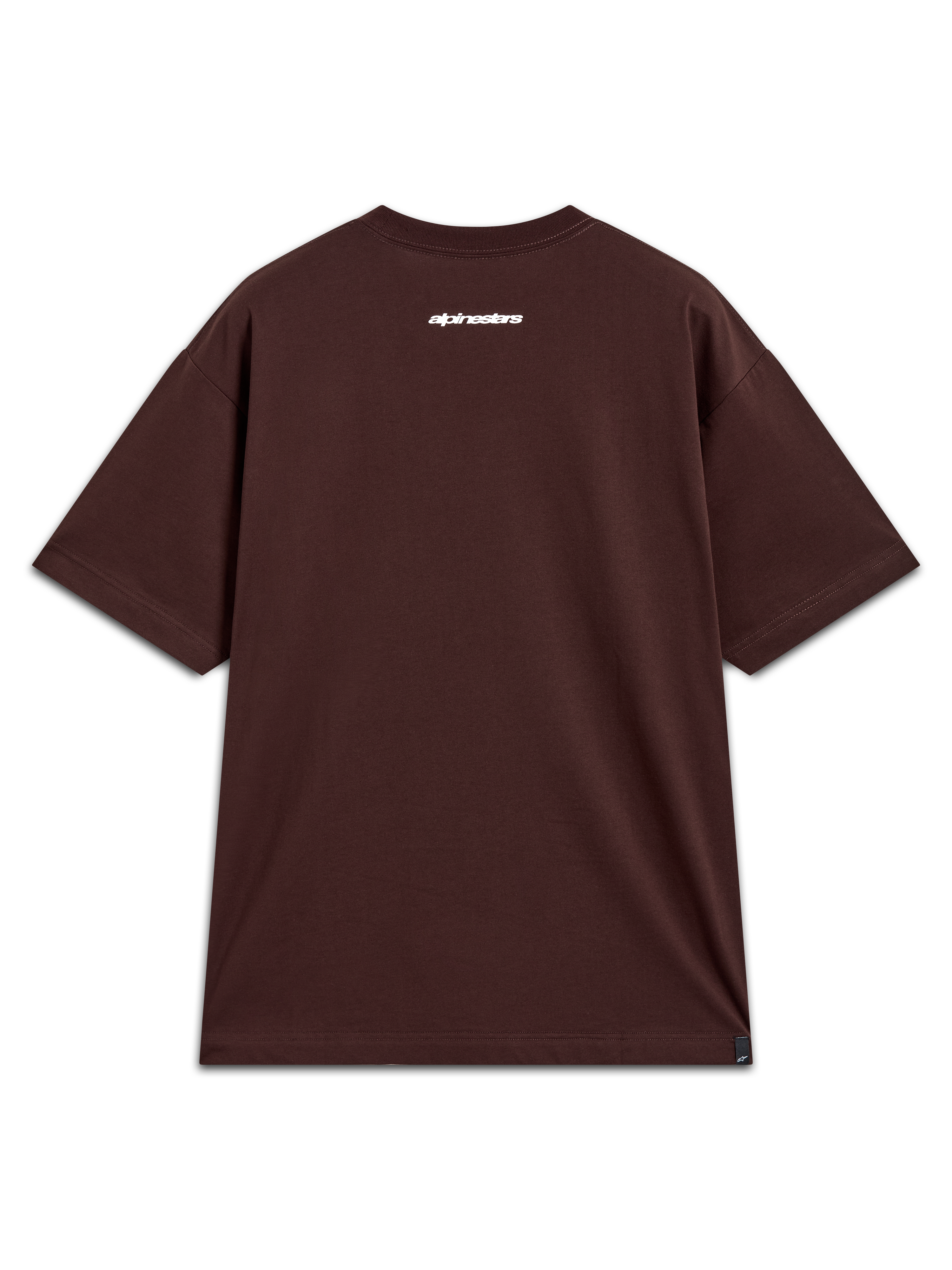 Alpinestars Prelude Oversized CSF t-shirt, brun kortärmad t-shirt med vit logotyp på ryggen och oversized passform