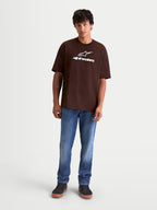 Alpinestars Prelude Oversized CSF t-shirt, brun kortärmad sportswear-t-shirt för herr, oversized passform med vit logotyp på bröstet, bekväm bomullsblandning för vardagsstil
