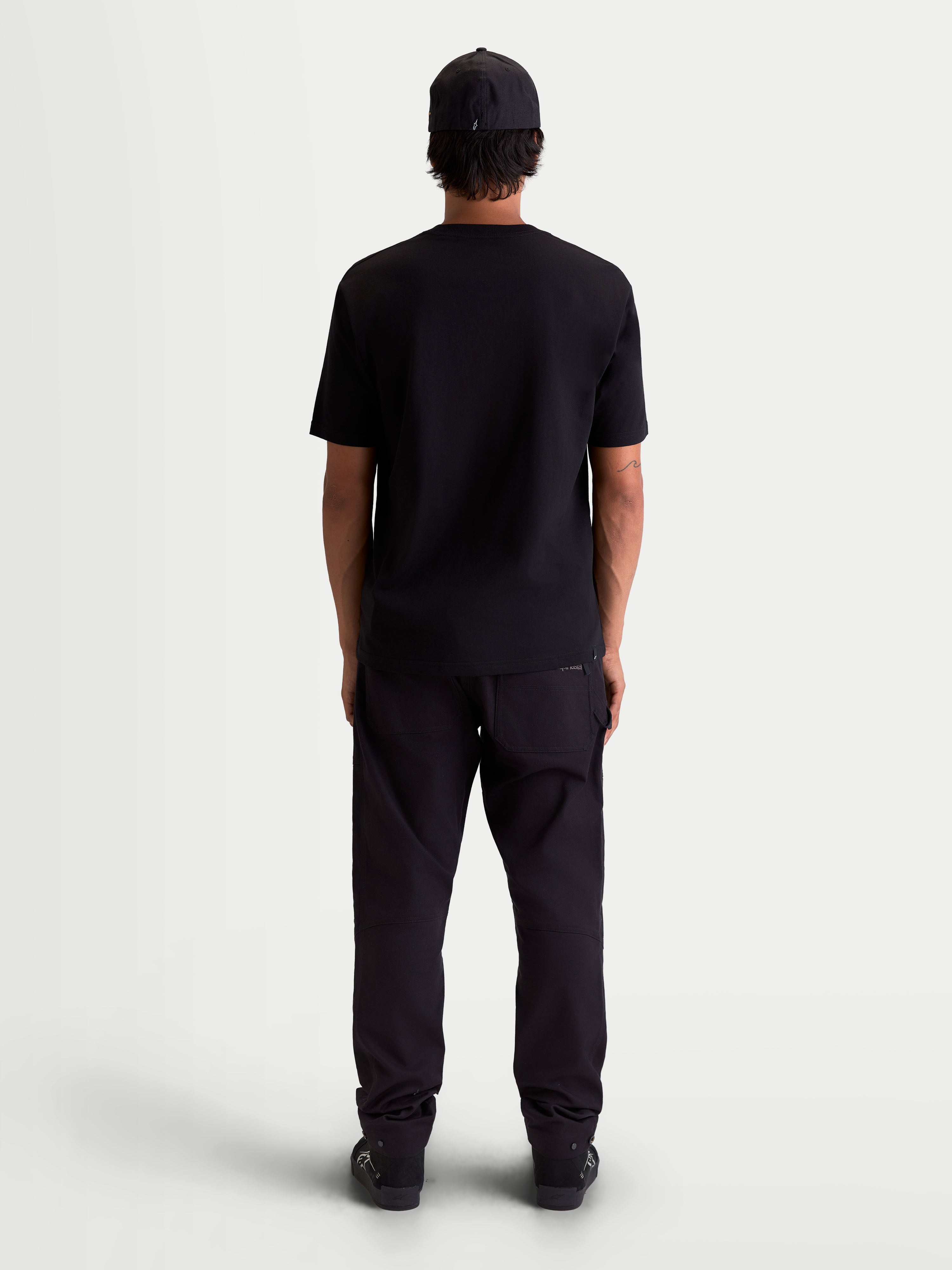 Alpinestars Cypress CSF Tee, Men's Short Sleeve Sportswear T-Shirt, Black, Rear View on Model, Premium Cotton-Poly Blend Construction.
