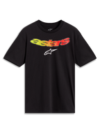 Alpinestars Elliptogrit CSF t-shirt, svart kortärmad t-shirt med gul till röd gradientgrafik på bröstet, motorsport-streetwear