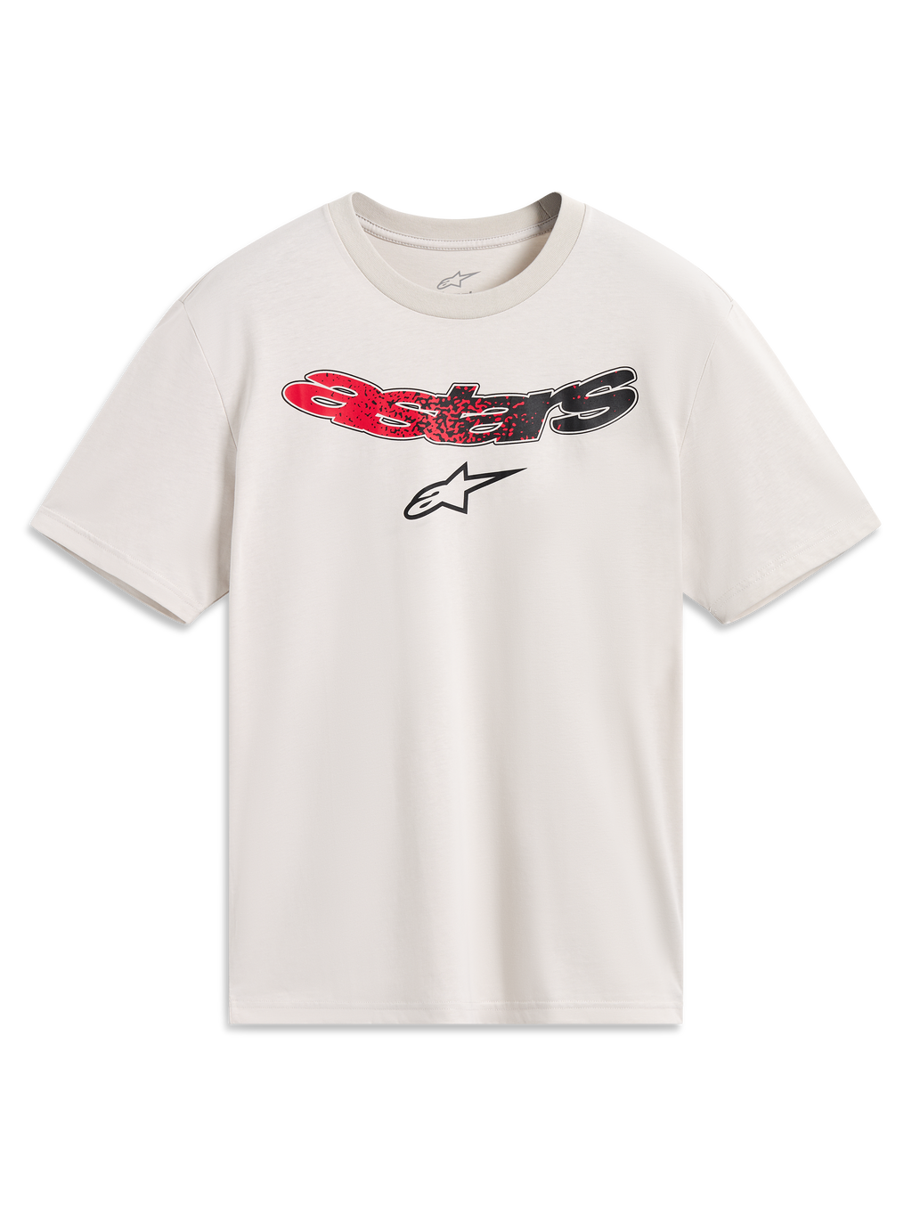 Alpinestars Elliptogrit CSF tee, kortärmad t-shirt i sand med röd och svart gradient Astars-logotyp, bekväm sportstil