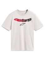 Alpinestars Elliptogrit CSF tee, kortärmad t-shirt i sand med röd och svart gradient Astars-logotyp, bekväm sportstil