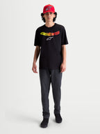 Alpinestars Elliptogrit CSF t-shirt, kortärmad t-shirt för herrar, svart med gul och röd färggradient på Astars-logotypen, bekvämt sportswear-plagg i bomullsblandning för vardagsbruk.
